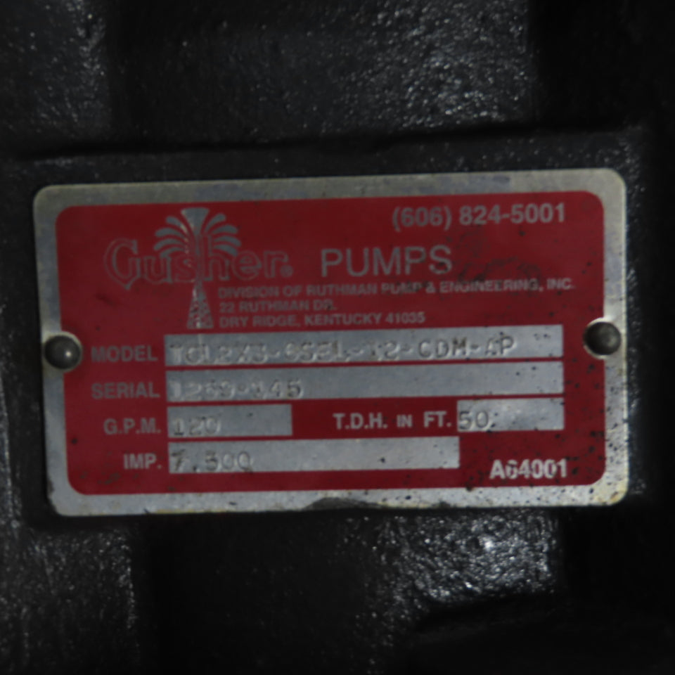 Gusher TCL2X3-8SEL-12-CDM-AP Vertical End Suction Pump 120GPM 50'Head (NO Motor)