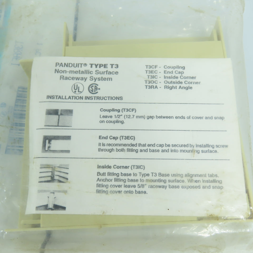 Panduit T3RAEI Type T3 Non-Metallic Surface Raceway Right Angle Lot Of 2