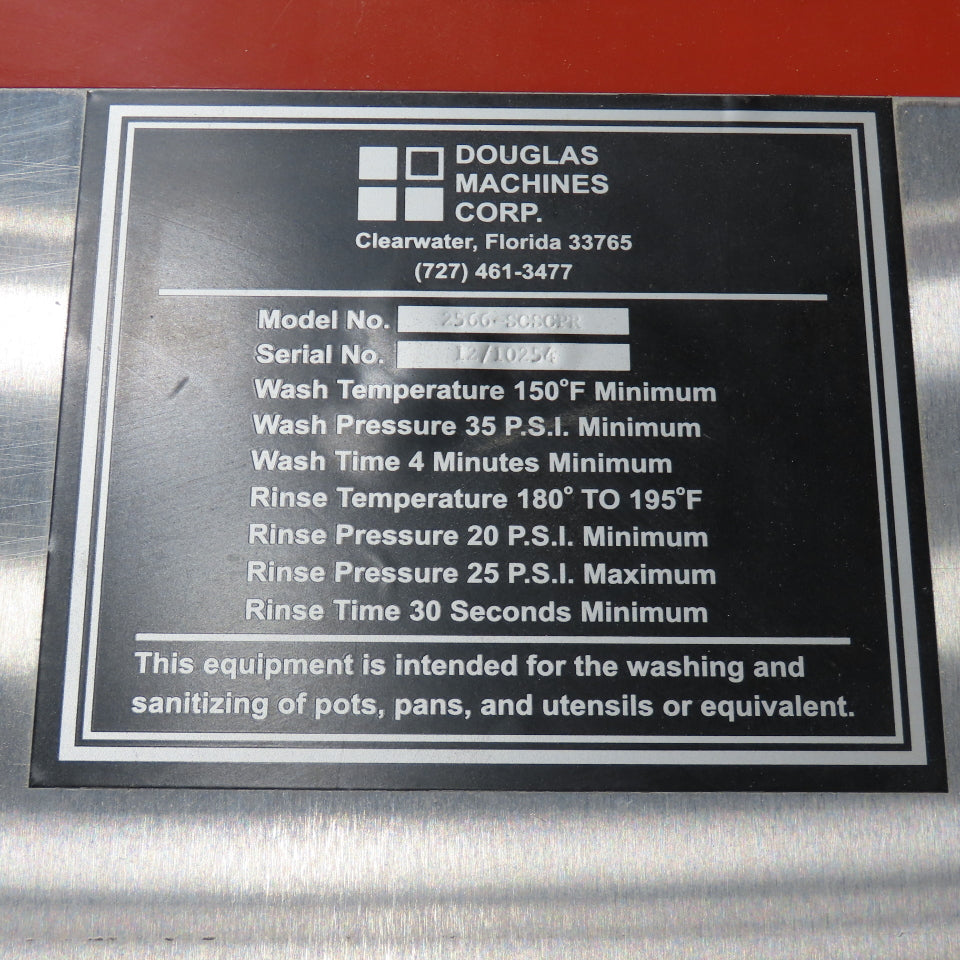 Douglas 2566-SCSGPR Stainless Steel Walk-In Rack Batch Washer 38W x 84H x72"Deep