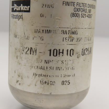 Parker 32M-10H10-025A 1/2" NPT Stainless Steel Coalescing Filter 350°F