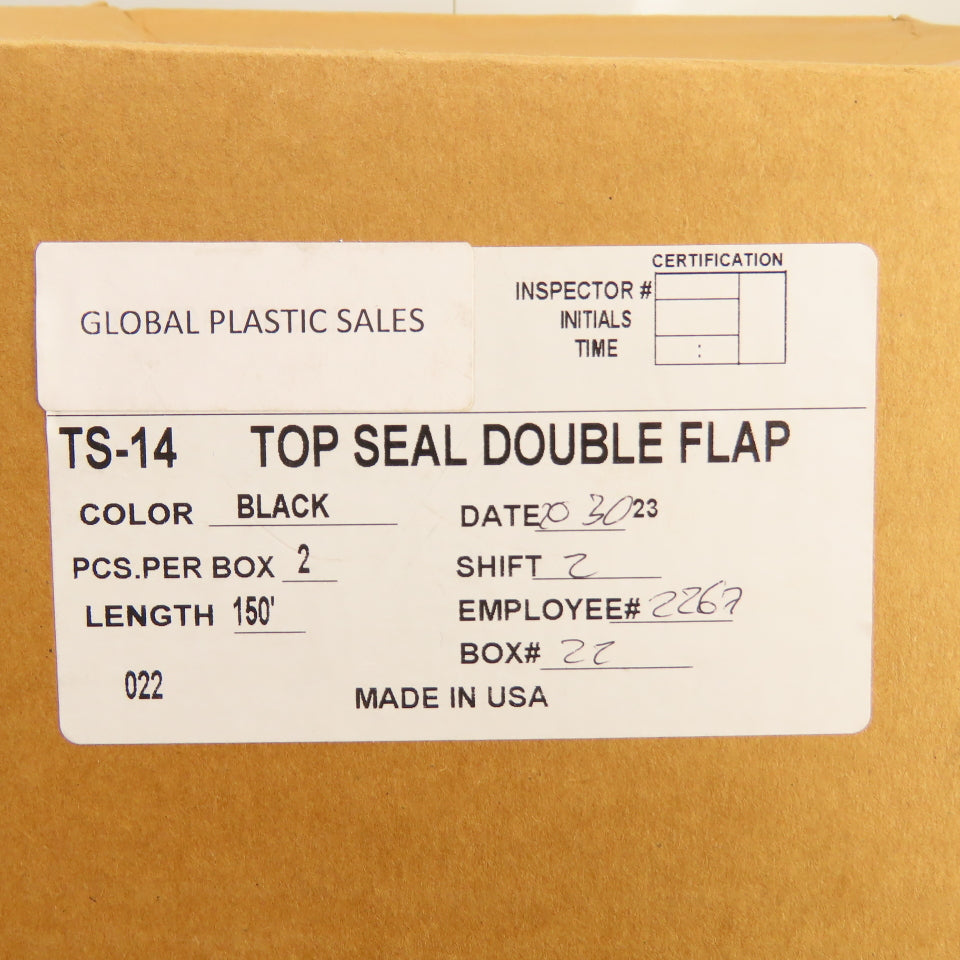 Global Plastic TS-14 Top Seal Double Flap 120' Long 1-1/2" x 2"