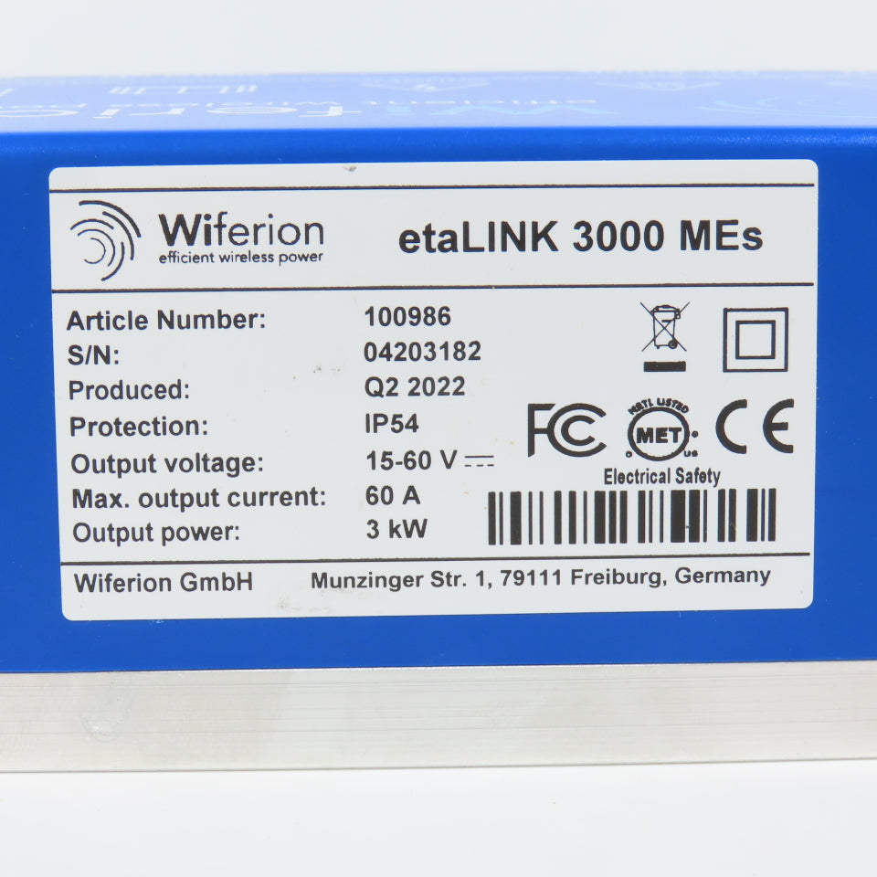 Wiferion 100986 etaLINK 3000 Mes 3kW Remote Charging Module AGV (Clean)