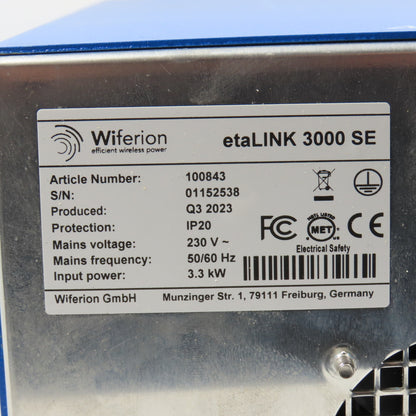 Wiferion 100843 etaLINK 3000 SE 3.3kW 230V Wireless Battery Charger (Clean)