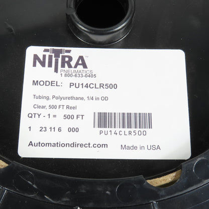 Automation Direct Nitra PU14CLR500 Clear Polyurethane Tubing 1/4" OD x 400' L