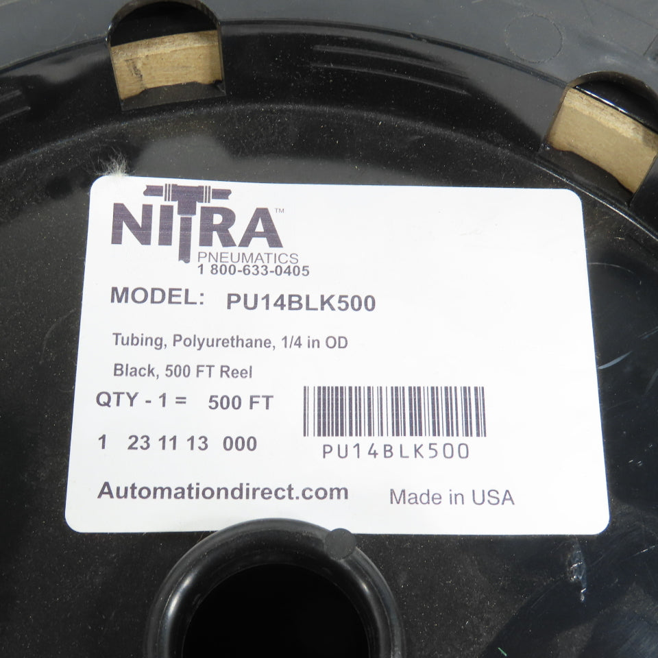 Automation Direct Nitra PU14BLK500 Clear Polyurethane Tubing 1/4" OD x 400' L