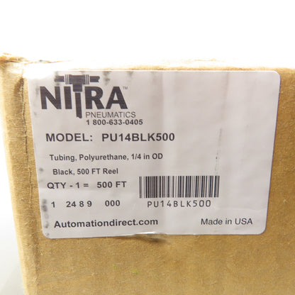 Automation Direct Nitra PU14BLK500 Clear Polyurethane Tubing 1/4" OD x 500' L