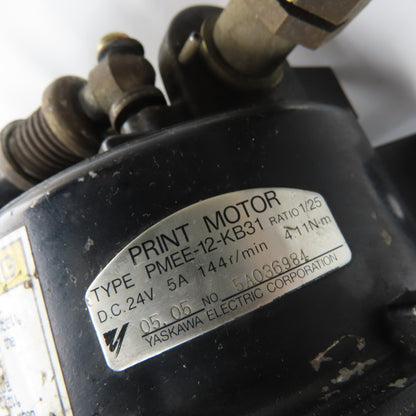 Yaskawa PMEE-12-KB31 Gearbox Wire Feed Unit 24VDC 5A 144RPM 1/25 Ratio W/Mig Gun