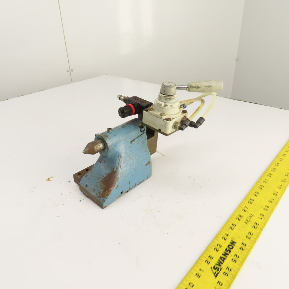 Cylinder Actuated Lathe Tailstock Dead Center 4" Centerline W/Valve (Bison Style