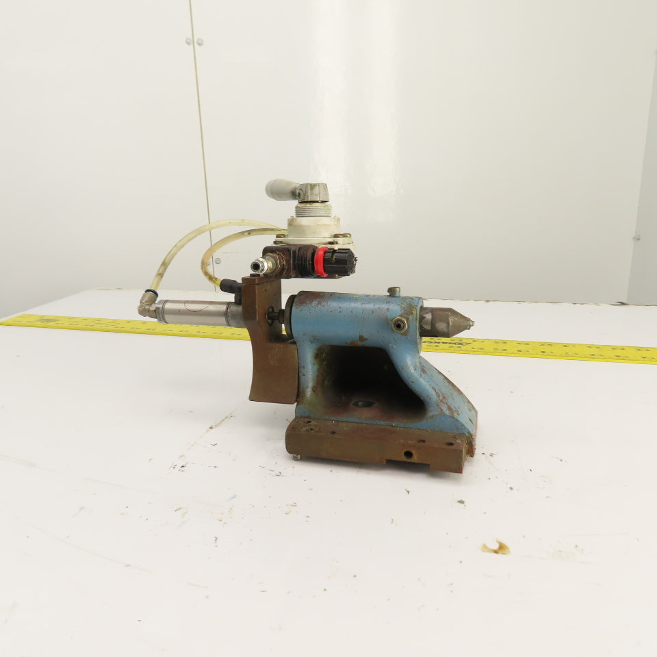 Cylinder Actuated Lathe Tailstock Dead Center 4" Centerline W/Valve (Bison Style