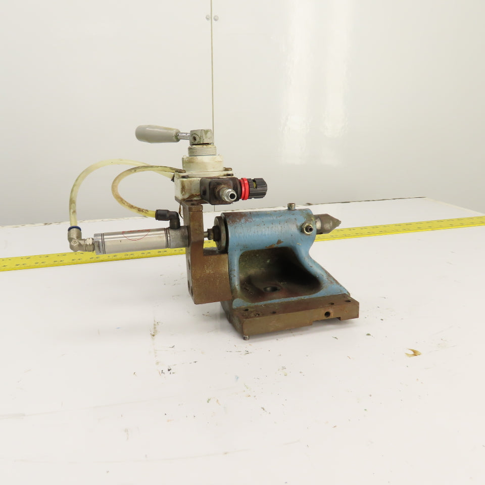 Cylinder Actuated Lathe Tailstock Dead Center 4" Centerline W/Valve (Bison Style
