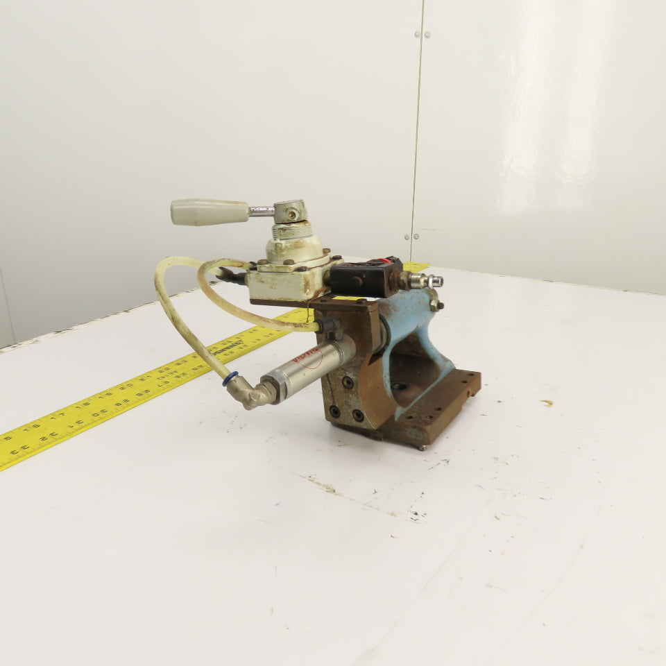 Cylinder Actuated Lathe Tailstock Dead Center 4" Centerline W/Valve (Bison Style