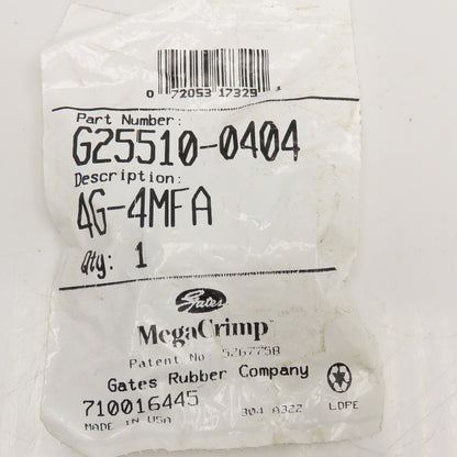 Gates 4G-4MFA 1/4" (-4) ID Mega Crimp Hose 1/4" Flareless Male Straight Fitting