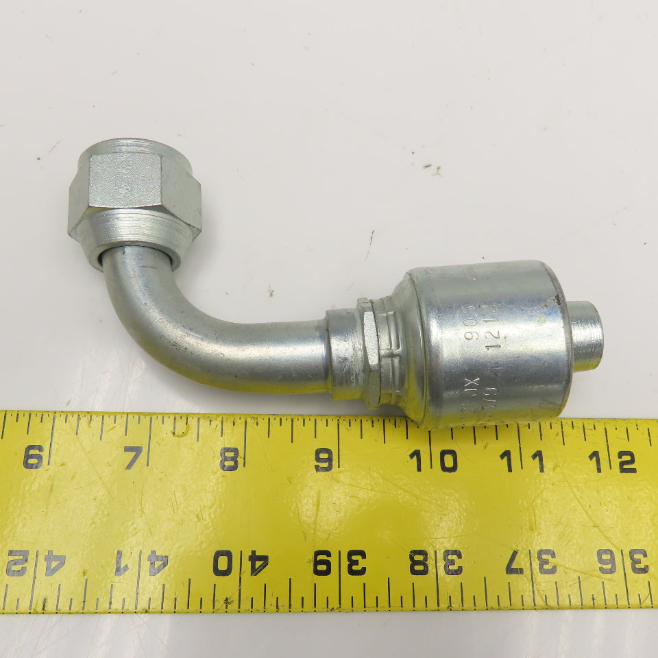 Gates 12G-12FJX 3/4" (-12) Hose ID Mega Crimp x 3/4" Female JIC Swivel 90° Elbow