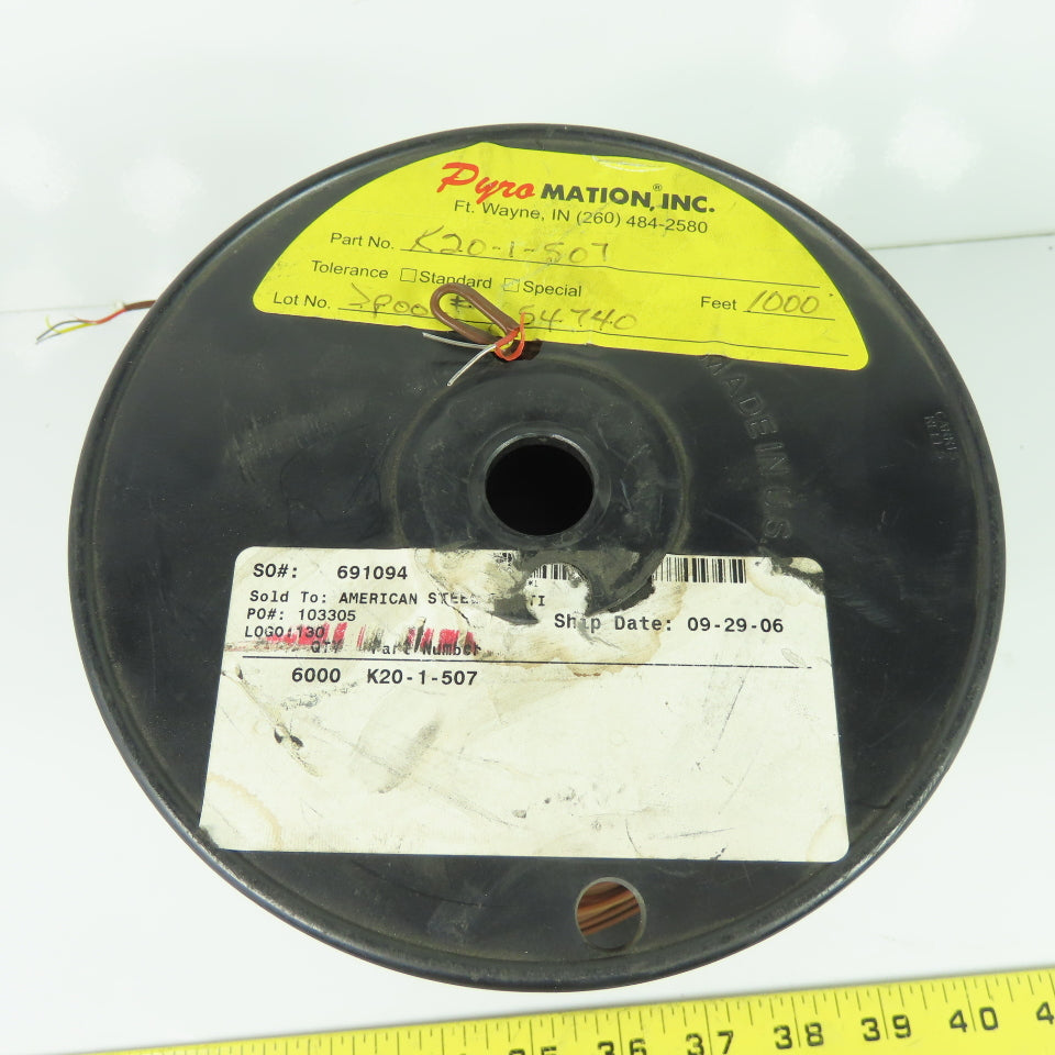 Pyromation K20-1-507 20AWG Thermocouple Wire Brown Solid 2-Wire 8LBS