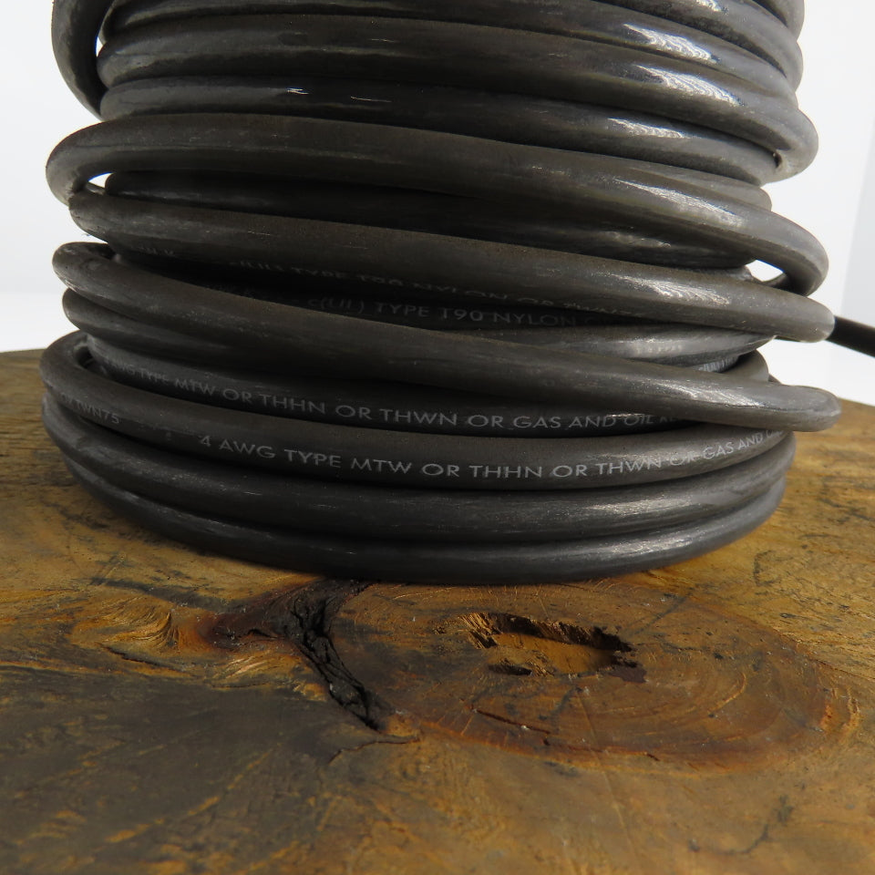 4AWG MTW/THHN/THWN Black Strand Copper Wire 600V 50'
