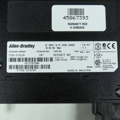 Allen-Bradley 1756-IV16 A ControlLogix 16 Point DC Input Module