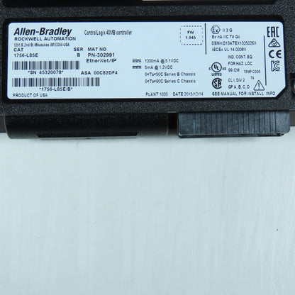 Allen-Bradley 1756-L85E SerB ControlLogix 40MB Controller EtherNet/IP F/W1.045