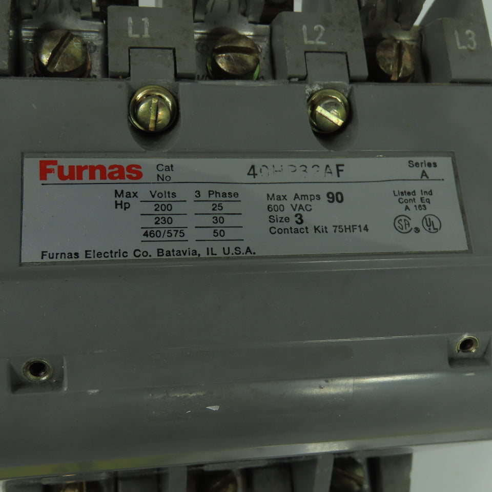 Furnas 40HP32AF Ser A Size 3 90A 600VAC Contactor 110/120V Coil