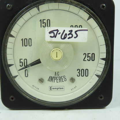 Crompton 060094X/C-51 077-08AA-LS Panel Meter 0-300A AC Ampmeter F3D 5 Amps