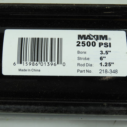 Maxim 218-348 Hydraulic Cylinder 3.5" Bore 6" Stroke 2500PSI Double Acting