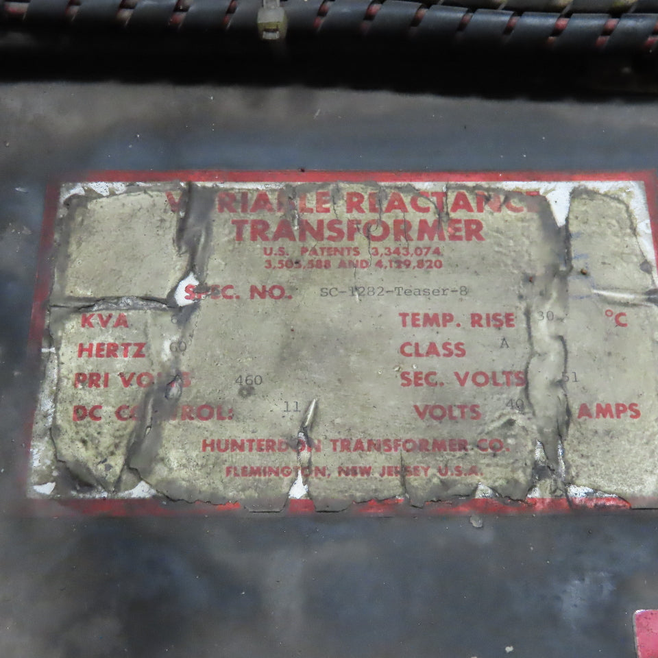 Hunterdon SC-1282 Teaser -8 460V 60kVa 51V Sec. Variable Reactance Transformer