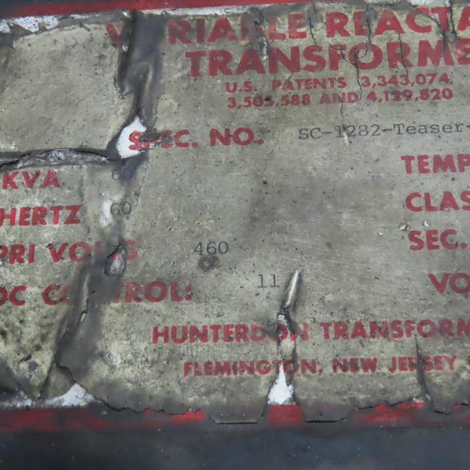 Hunterdon SC-1282 Teaser -8 460V 60kVa 51V Sec. Variable Reactance Transformer