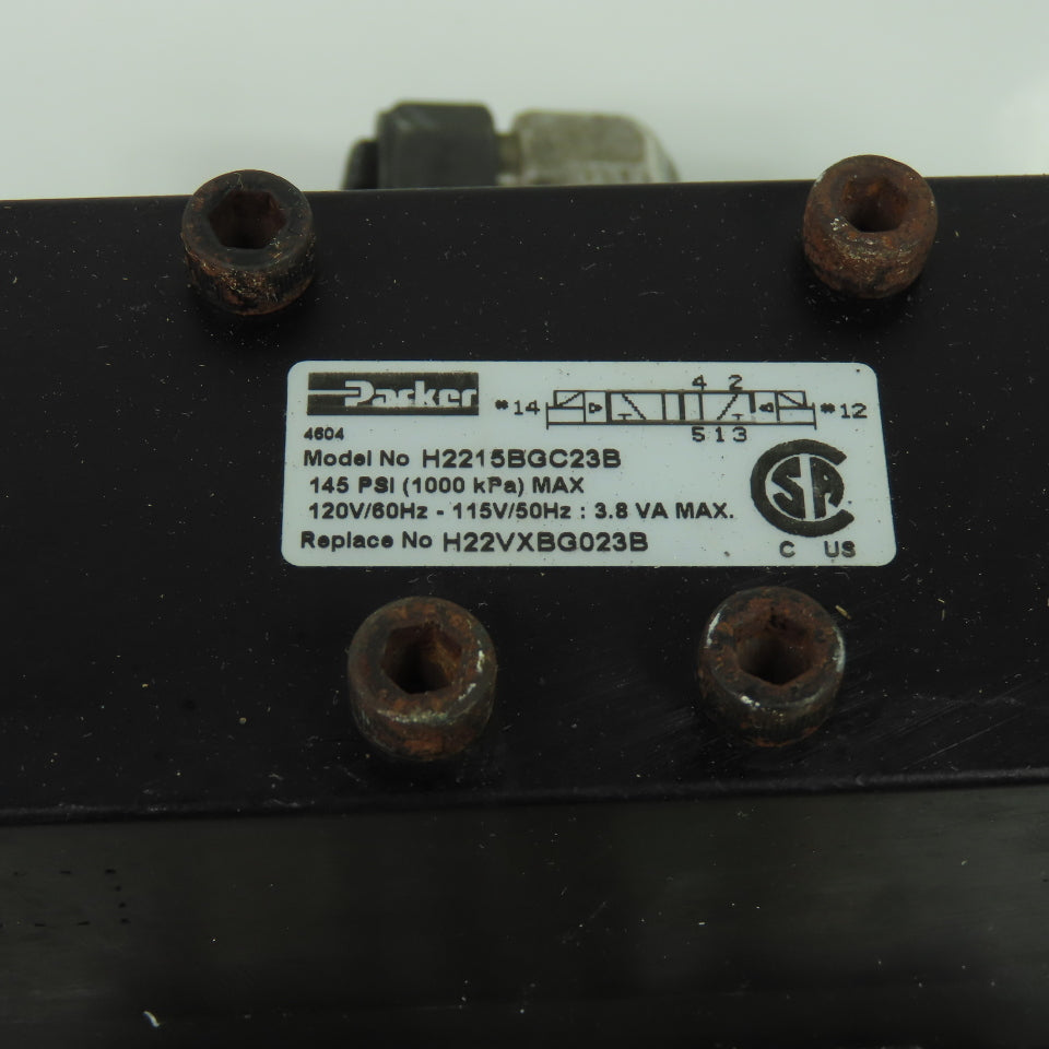 Parker H2215BGC23B Pneumatic Solenoid Valve 145PSI 115/120V Coil W/ Manifold