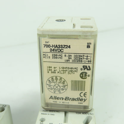 Allen Bradley 700-HA33Z24 Ser B Relay 24VDC 230VAC 10A W/700-HN203 Base Lot Of 2
