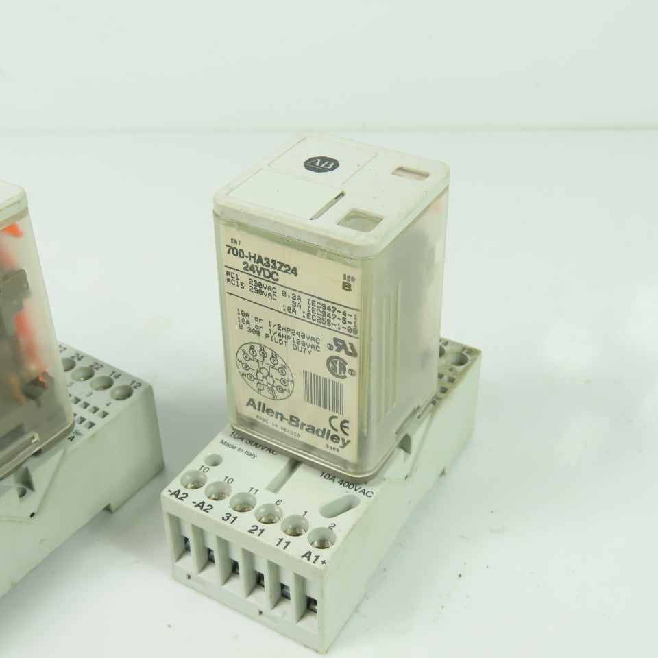 Allen Bradley 700-HA33Z24 Ser B Relay 24VDC 230VAC 10A W/700-HN203 Base Lot Of 2