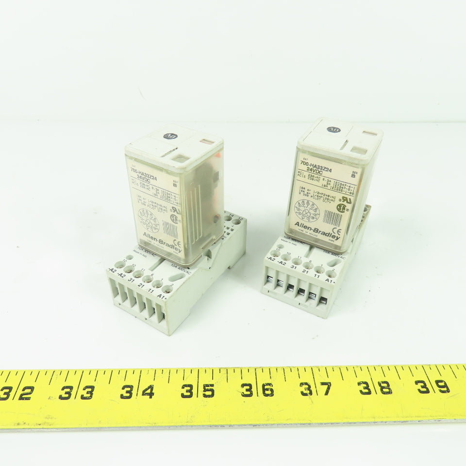 Allen Bradley 700-HA33Z24 Ser B Relay 24VDC 230VAC 10A W/700-HN203 Base Lot Of 2