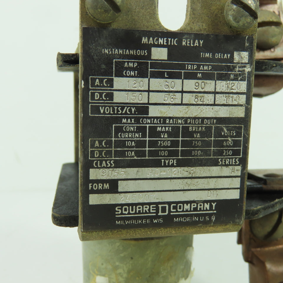 Square D 9055 A0-121-R Ser A Magnetic Relay 10A 600VAC