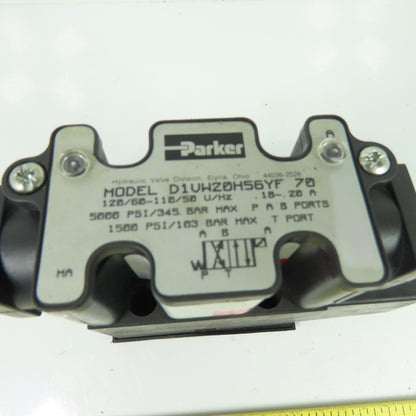Parker D1VM20H56YF 70 Hydraulic Solenoid Valve 110/120VAC 5000PSI Max