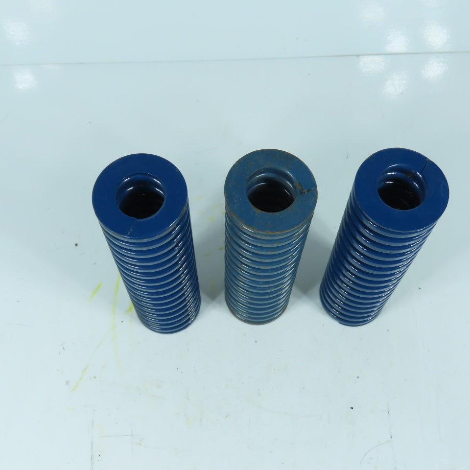 2" OD x 1" ID x 7" OAL Flat Wire Compression Blue Die Spring Lot Of 3