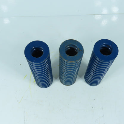 2" OD x 1" ID x 7" OAL Flat Wire Compression Blue Die Spring Lot Of 3