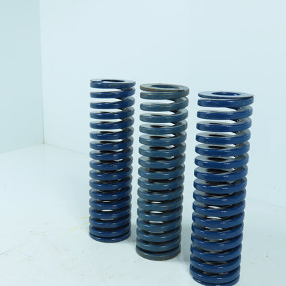 2" OD x 1" ID x 7" OAL Flat Wire Compression Blue Die Spring Lot Of 3