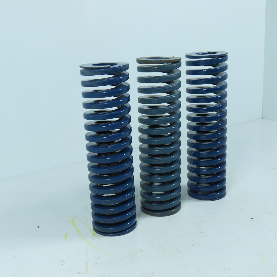 2" OD x 1" ID x 7" OAL Flat Wire Compression Blue Die Spring Lot Of 3