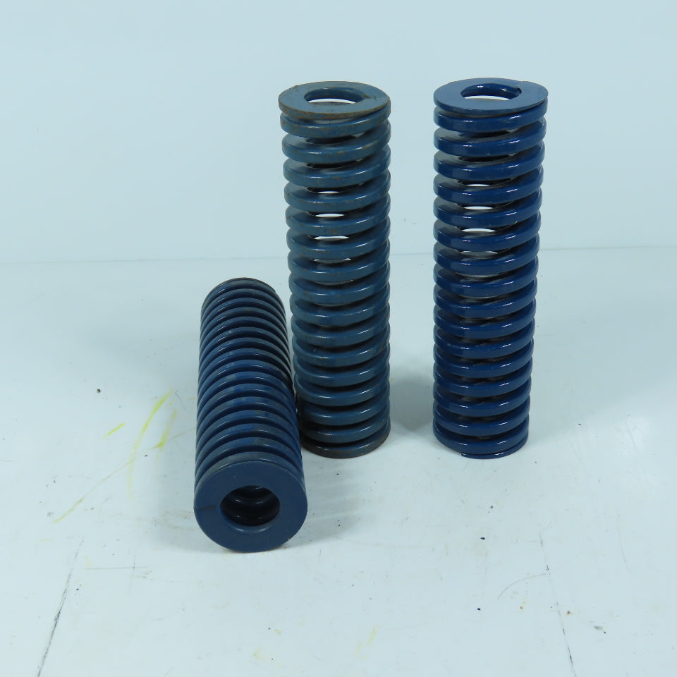 2" OD x 1" ID x 7" OAL Flat Wire Compression Blue Die Spring Lot Of 3