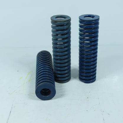 2" OD x 1" ID x 7" OAL Flat Wire Compression Blue Die Spring Lot Of 3