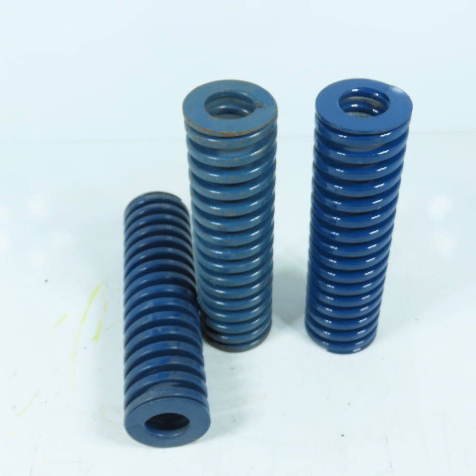 2" OD x 1" ID x 7" OAL Flat Wire Compression Blue Die Spring Lot Of 3