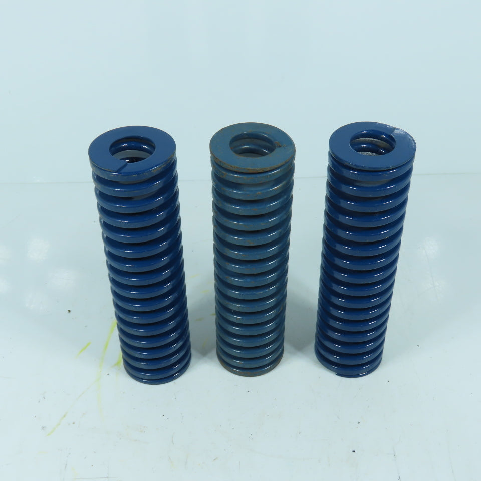 2" OD x 1" ID x 7" OAL Flat Wire Compression Blue Die Spring Lot Of 3