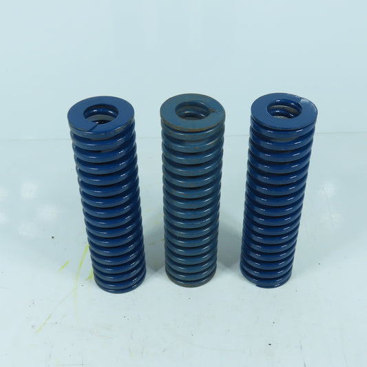 2" OD x 1" ID x 7" OAL Flat Wire Compression Blue Die Spring Lot Of 3