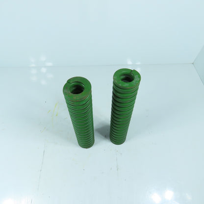2" OD x 1" ID x 10" OAL Flat Wire Compression Green Die Spring Lot/2