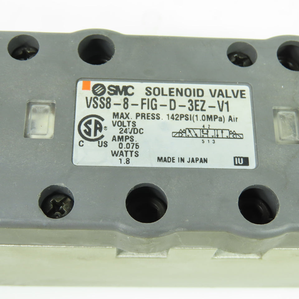 SMC <-- VSS8-8-FIG-D-3EZ-V1 Solenoid Valve 24VDC 0.075A 142PSI