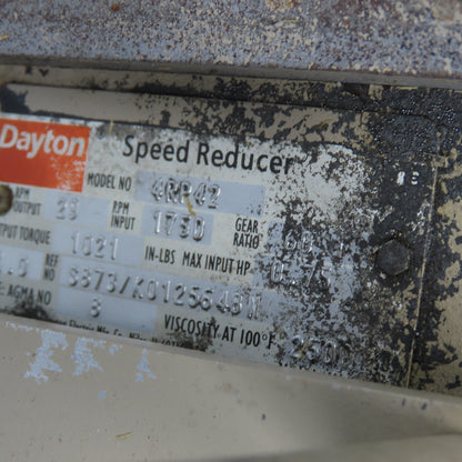 Dayton 4RP42 60:1 Ratio Right Angle Gear Brake Motor 1Hp 230/460V 29RPM Output