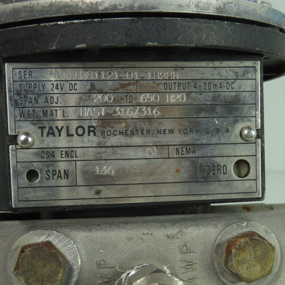Taylor HAST-316/316 Transmitter 24VDC 200 To 650 H2O Span 146