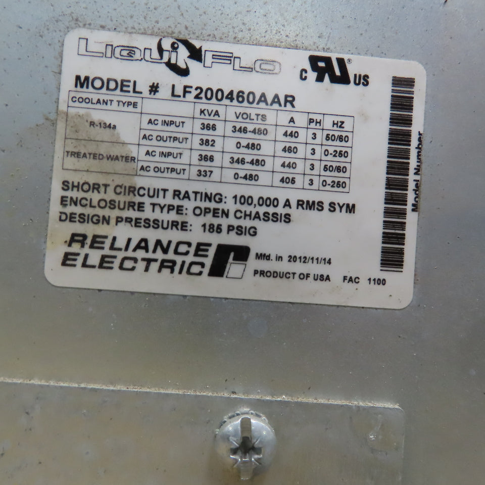 Reliance LF200460AAR Liqui-Flo 366kVa Max Water/Refrigerant Cooled AC Drive