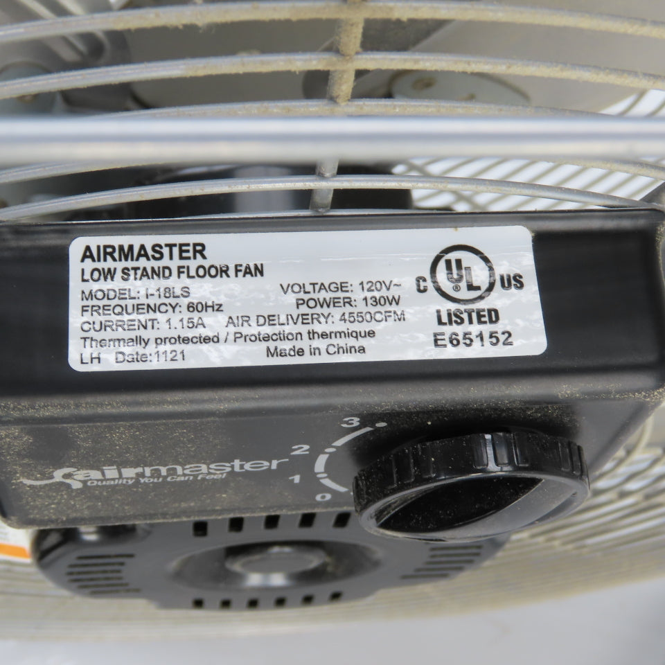 Air Master I-18LS 18" Low Stand Floor Fan 4550 CFM 3-Speed 120V