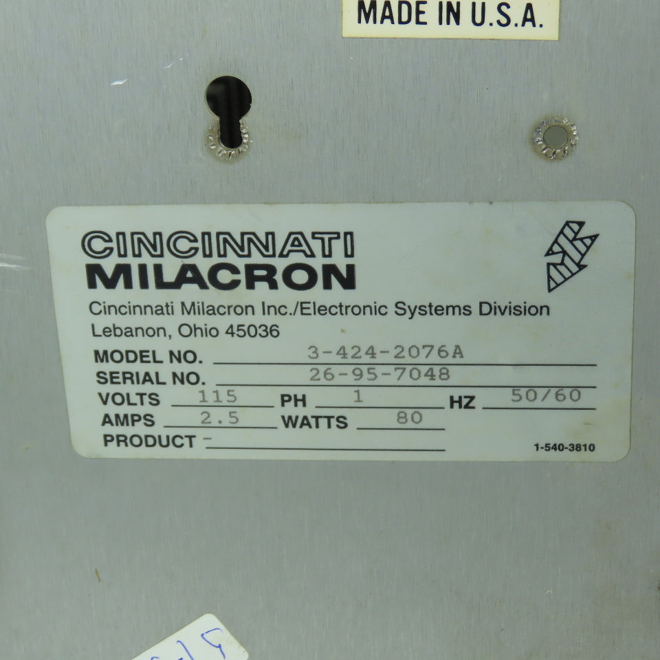Cincinnati Milacron 3-424-2076A Industrial Card Cage Backplane Chassis 115V