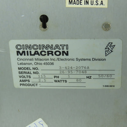 Cincinnati Milacron 3-424-2076A Industrial Card Cage Backplane Chassis 115V