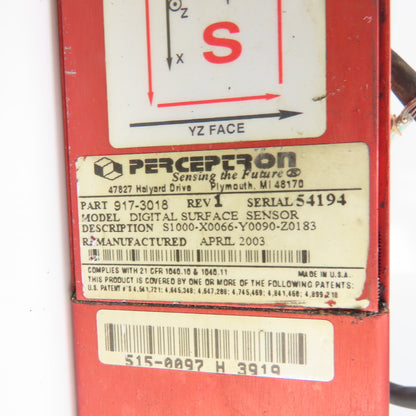 Perceptron 917-3018 Digital 2 TriCam Surface Sensor Rev 1 W/(2) 515-0095 Trilite